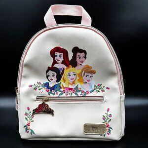 Disney Princess Mini Backpack Pink Faux Leather Ariel Belle Cinderella Snow